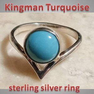 AUTHENTIC KINGMAN Turquoise sterling silver Ring sz 8